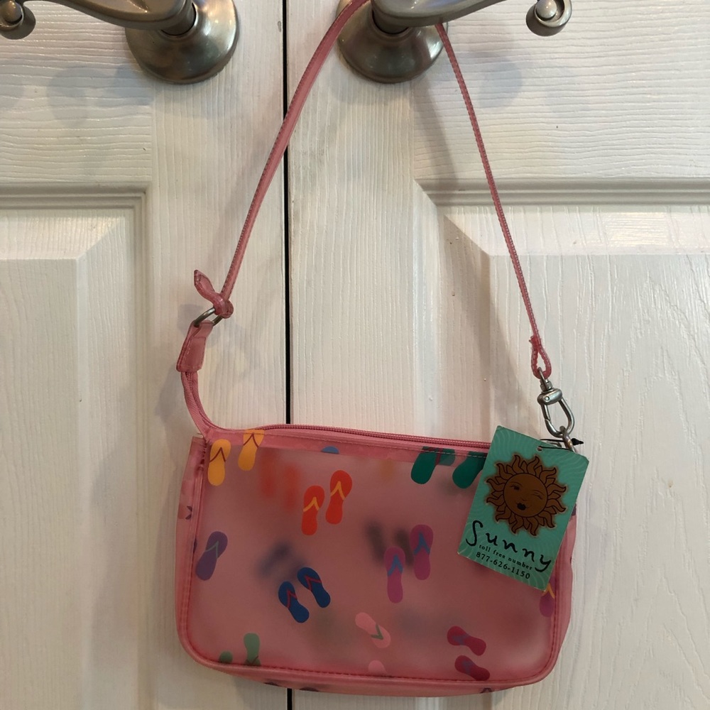 Pink translucent flip flop purse